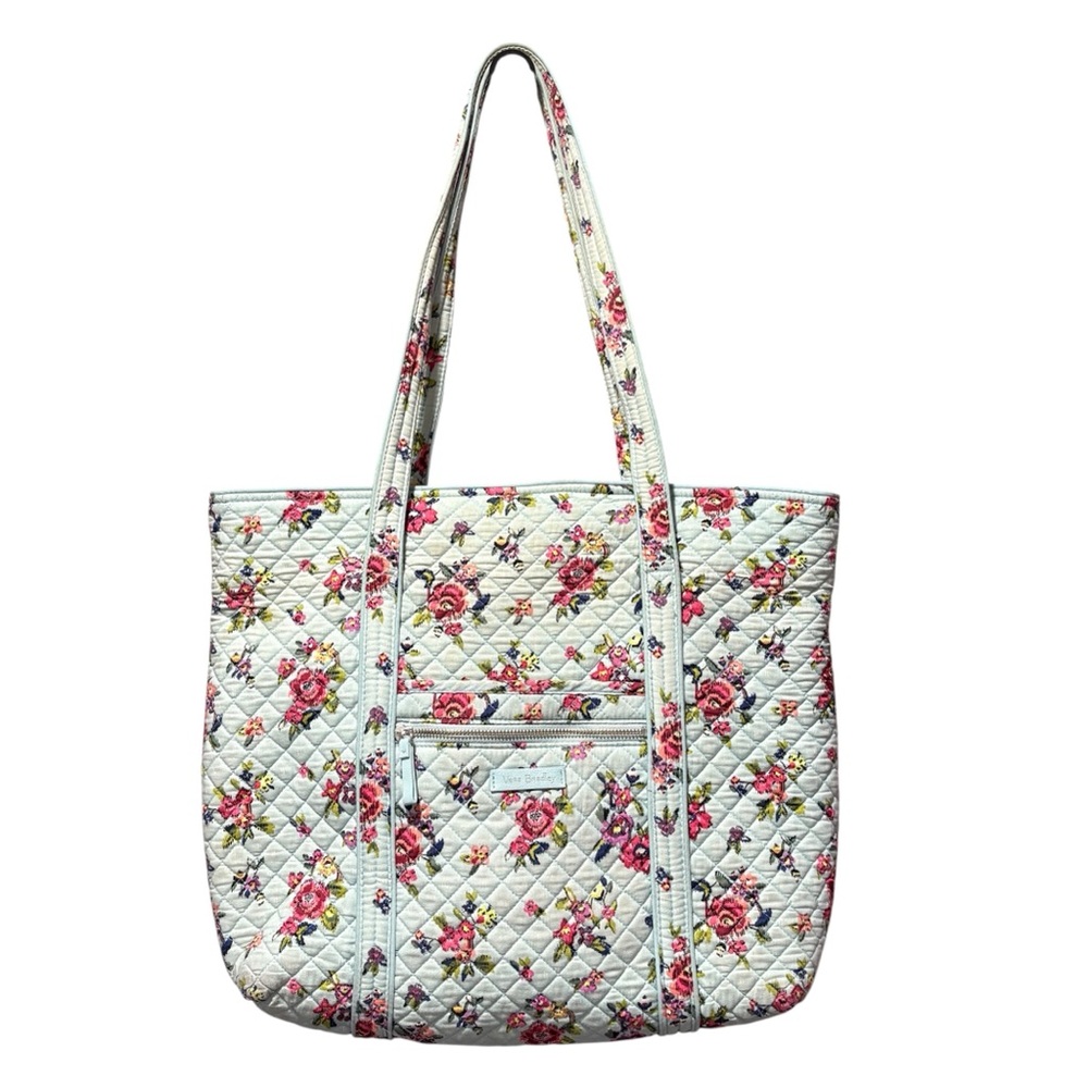 Vera Bradley Iconic Vera Tote in Blue Floral Water Bouquet